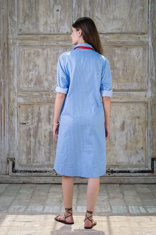 HONGO Contrast Stripe Shirt Dress