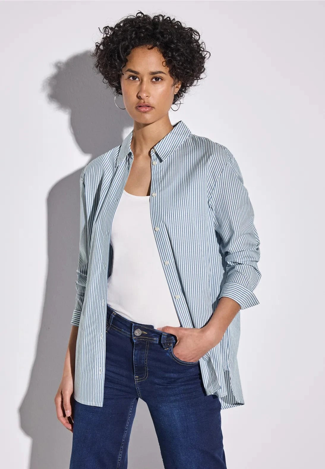 Street One Striped Collar Blouse