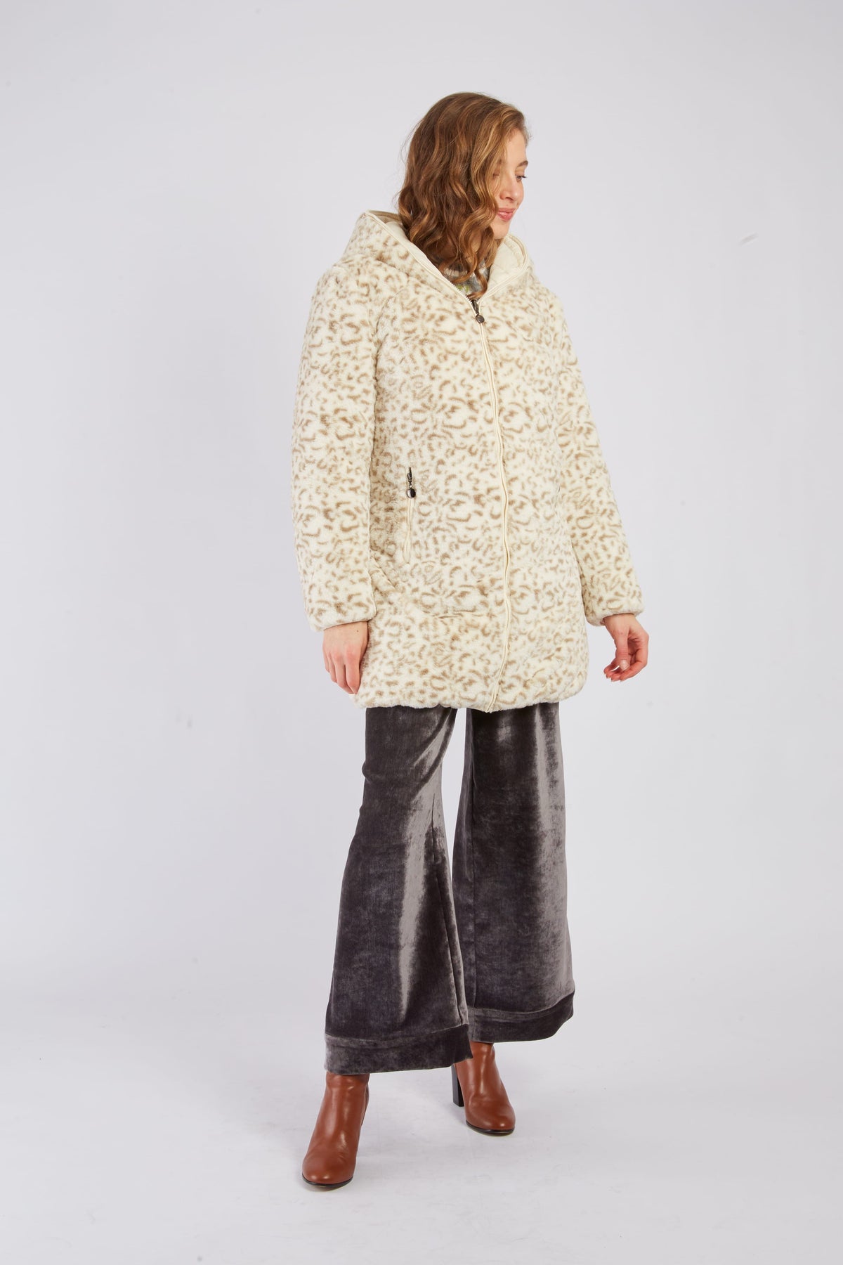 Derhy Reversible Animal Print Coat