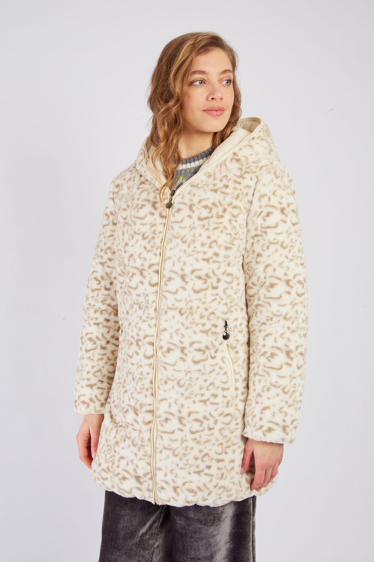 Derhy Reversible Animal Print Coat