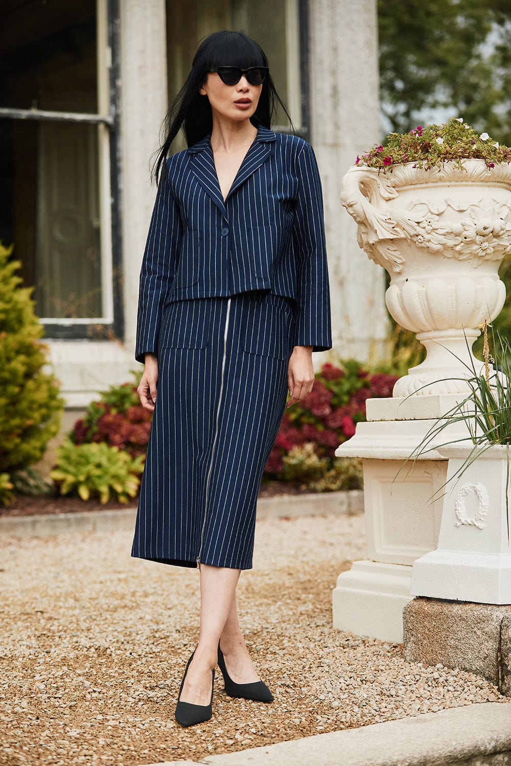 PERUZZI Pinstripe Zip Skirt – Choice Boutique