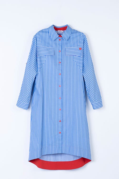 HONGO Contrast Stripe Shirt Dress