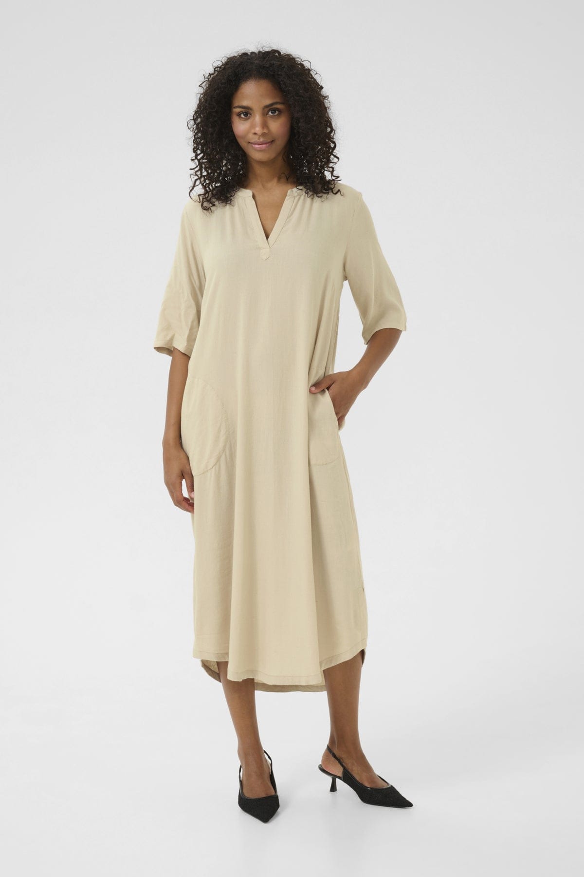 Kaffe V-Neck Linen Dress
