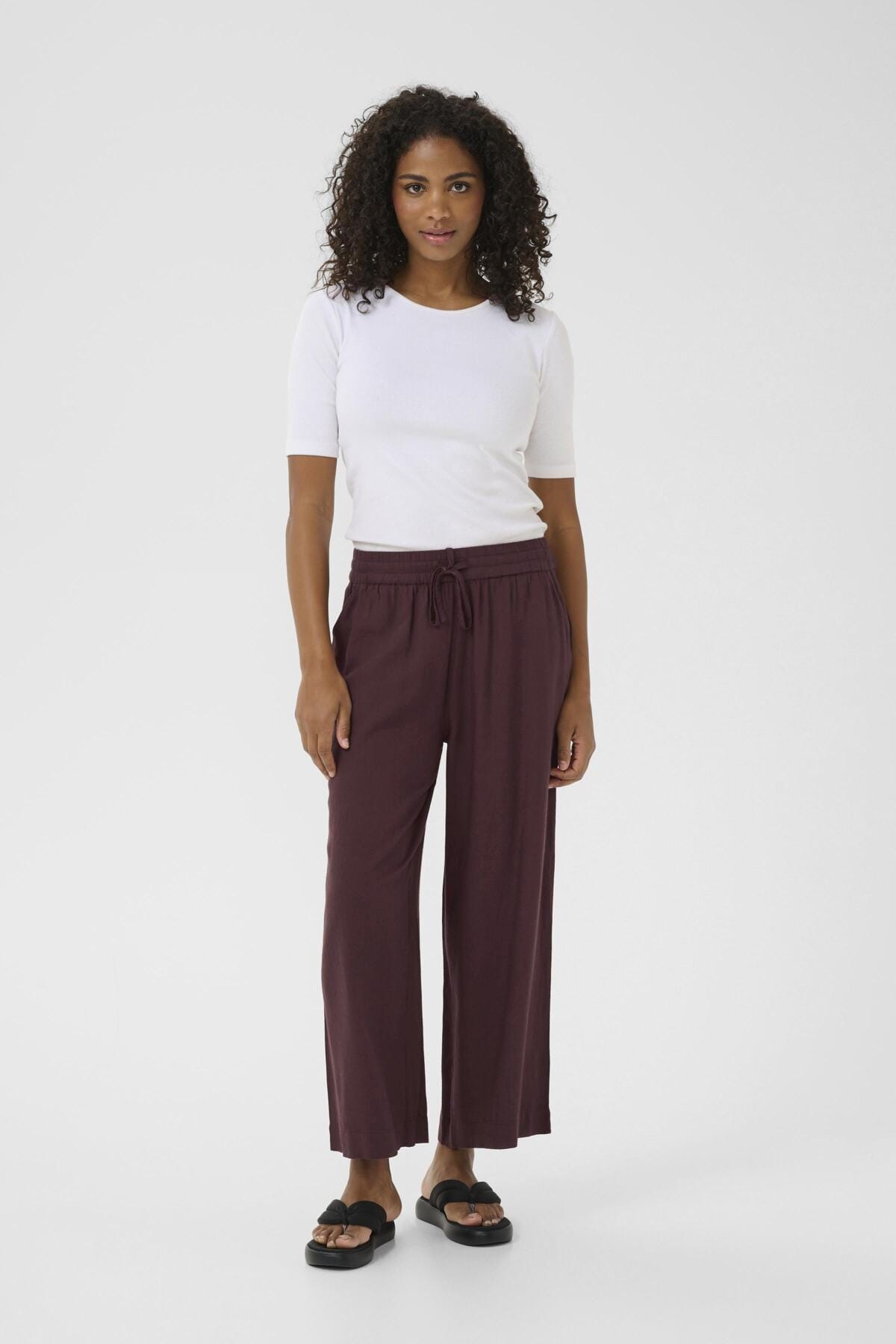Kaffe Cropped Linen Trouser