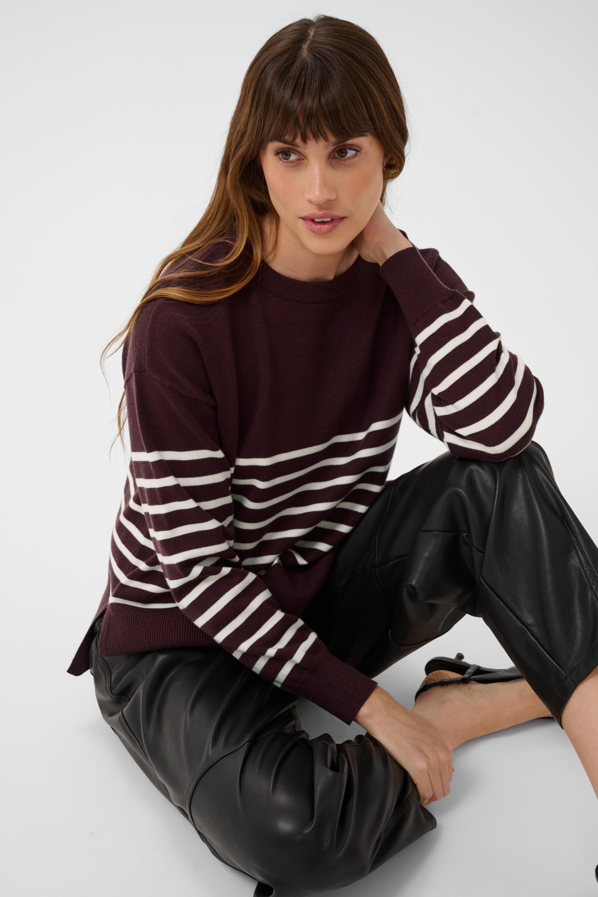 KAFFE Stripe Side Split Knit