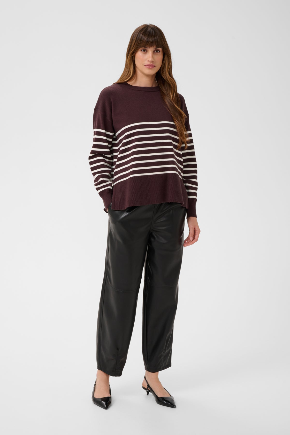 KAFFE Stripe Side Split Knit