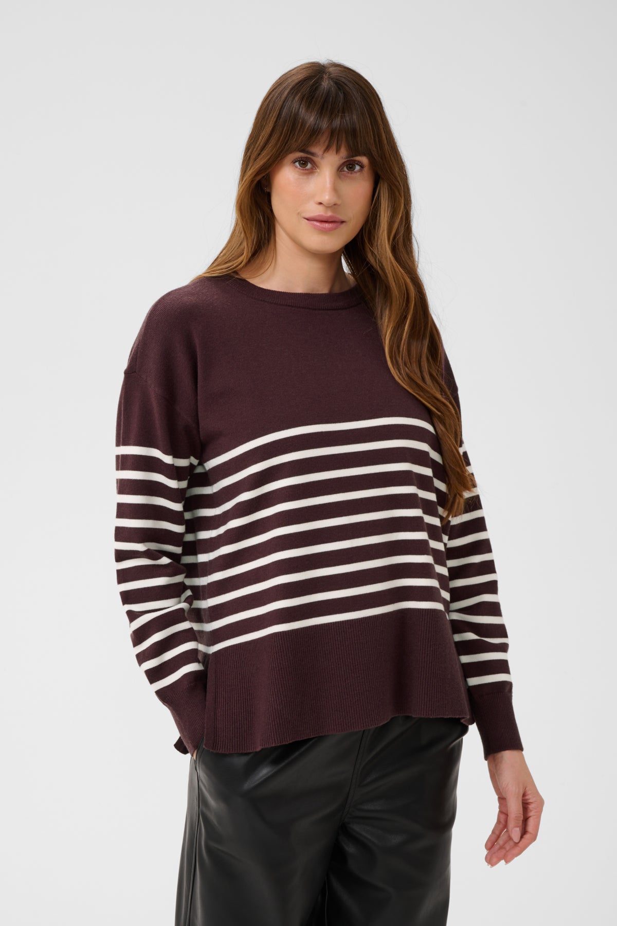 KAFFE Stripe Side Split Knit