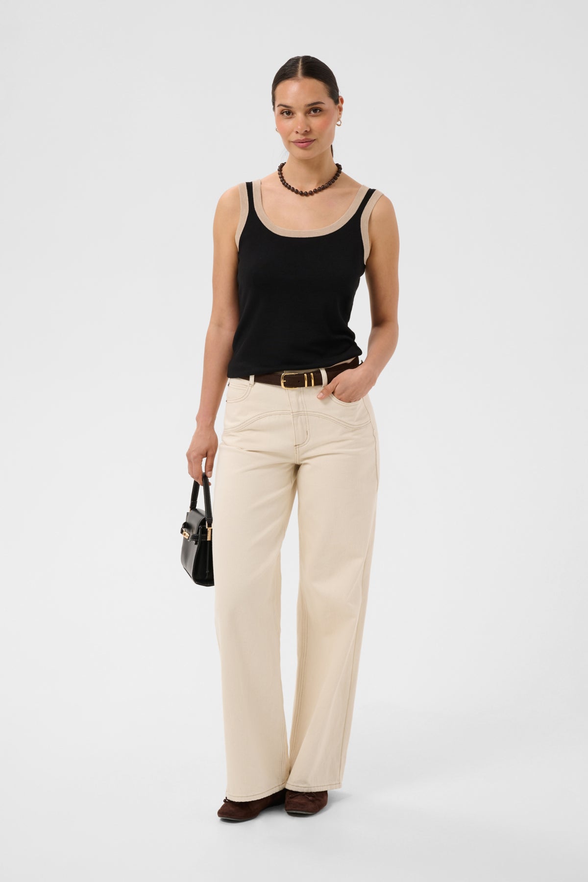 KAFFE Contrast Trim Knit Vest
