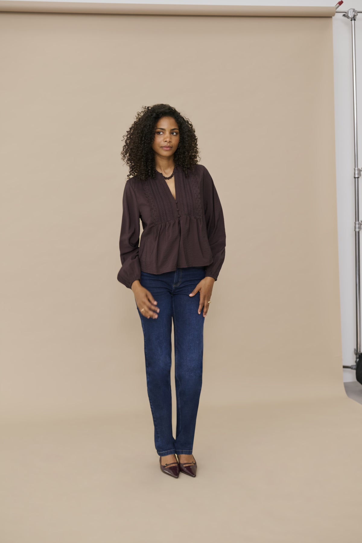KAFFE Trim Front Blouse