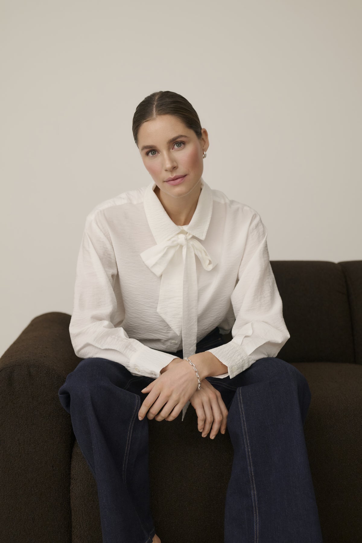 KAFFE detachable bow shirt
