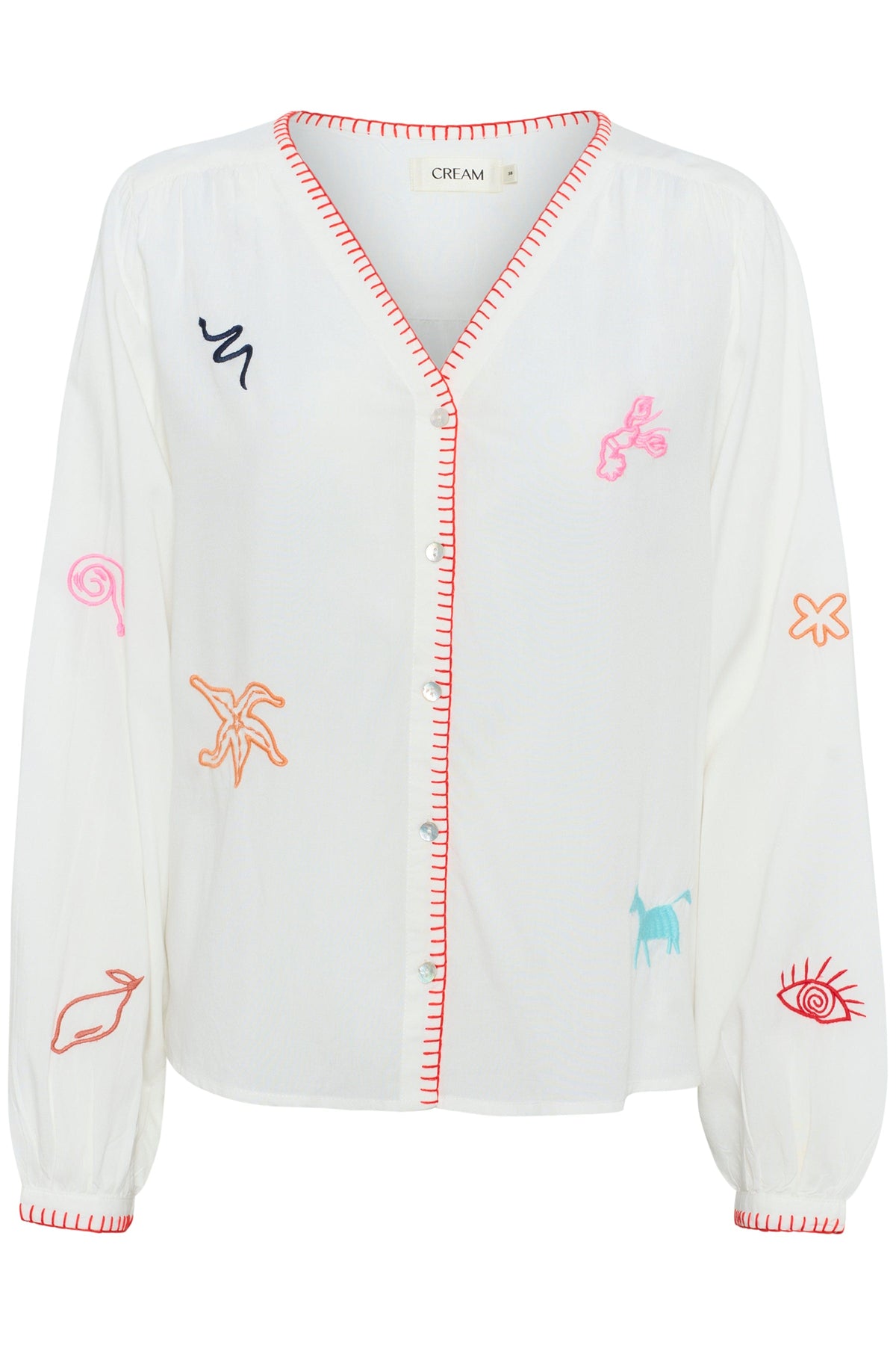 CREAM Button Long Sleeve Top