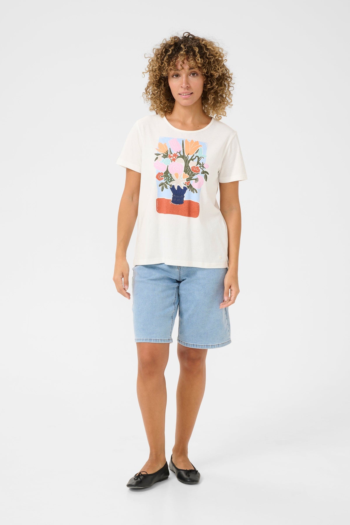 CREAM Flower Pot Print T-Shirt