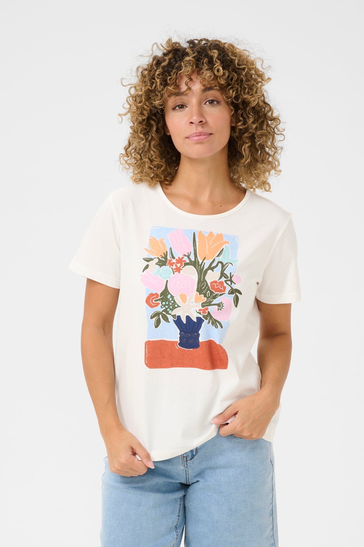 CREAM Flower Pot Print T-Shirt