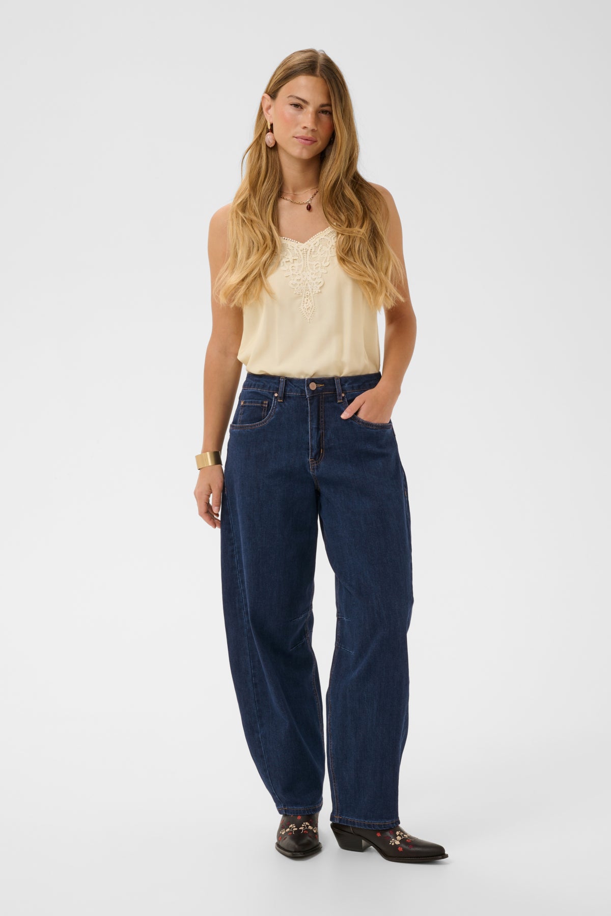 Cream Barrel Jean