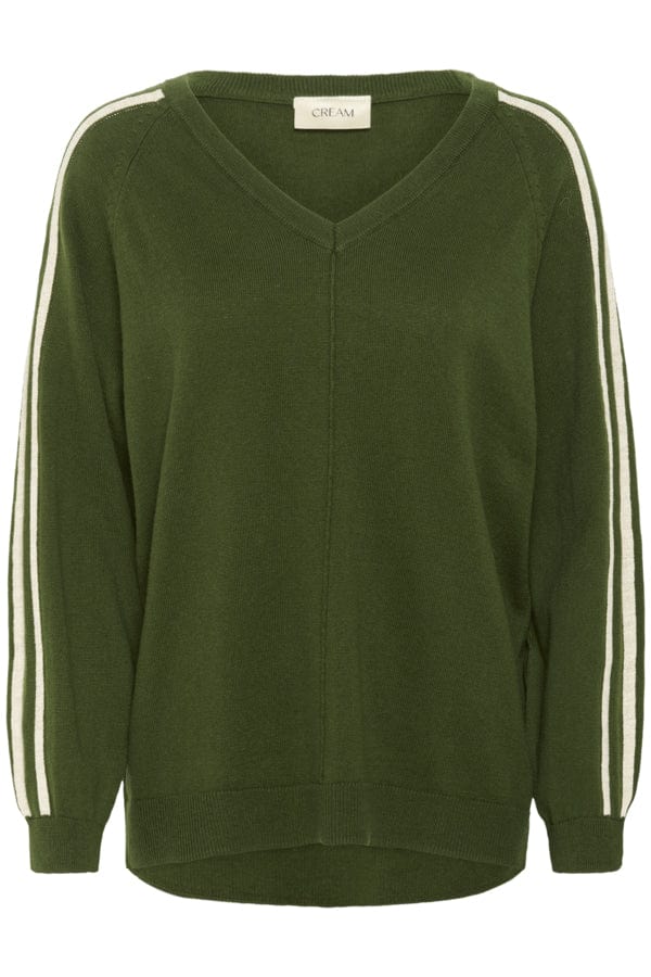 CREAM V-neck Cashmere Touch Sport Stripe Knit