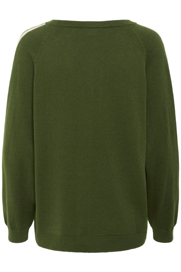 CREAM V-neck Cashmere Touch Sport Stripe Knit