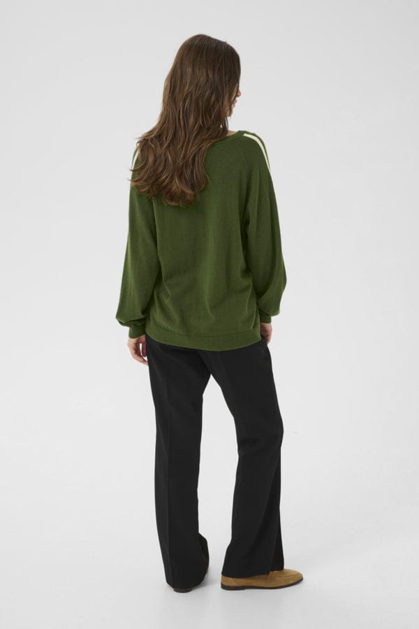 CREAM V-neck Cashmere Touch Sport Stripe Knit