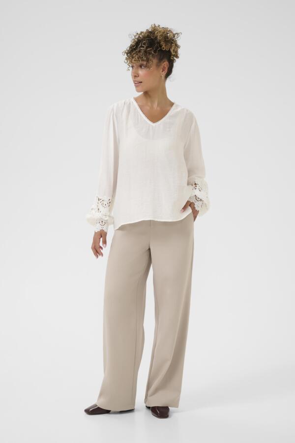 CREAM Crochet Trim Blouse