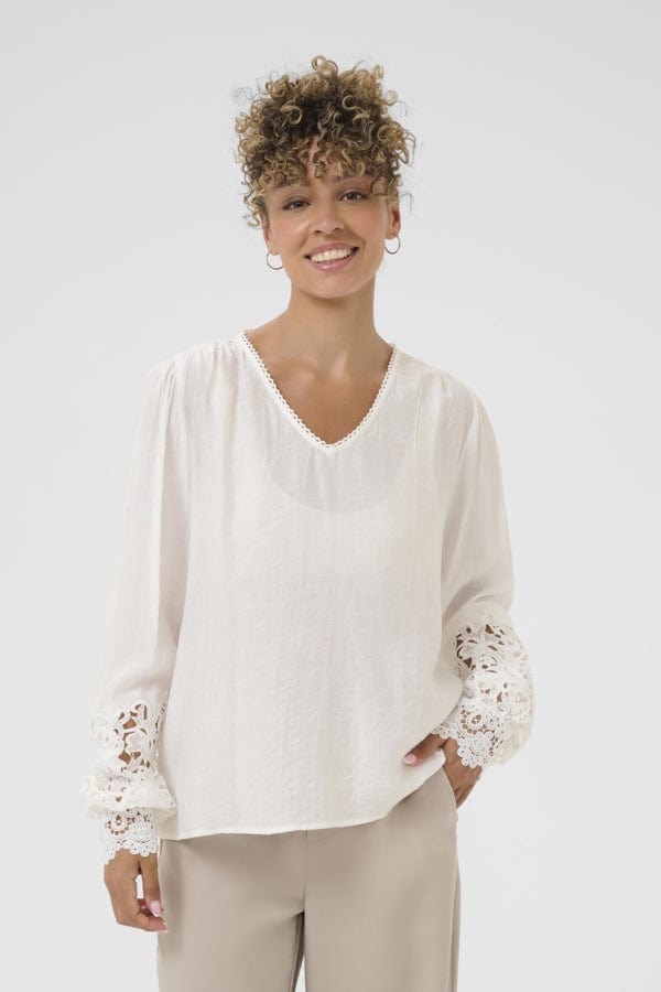 CREAM Crochet Trim Blouse