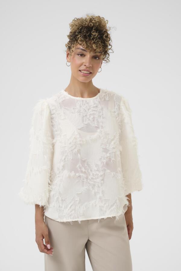 CREAM Feathered Effect Blouse