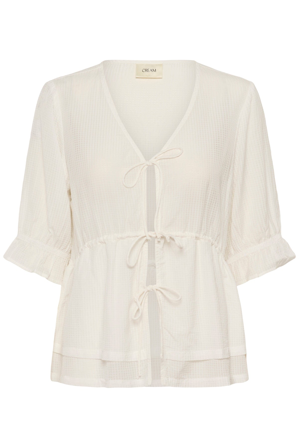 CREAM Front Tie Blouse