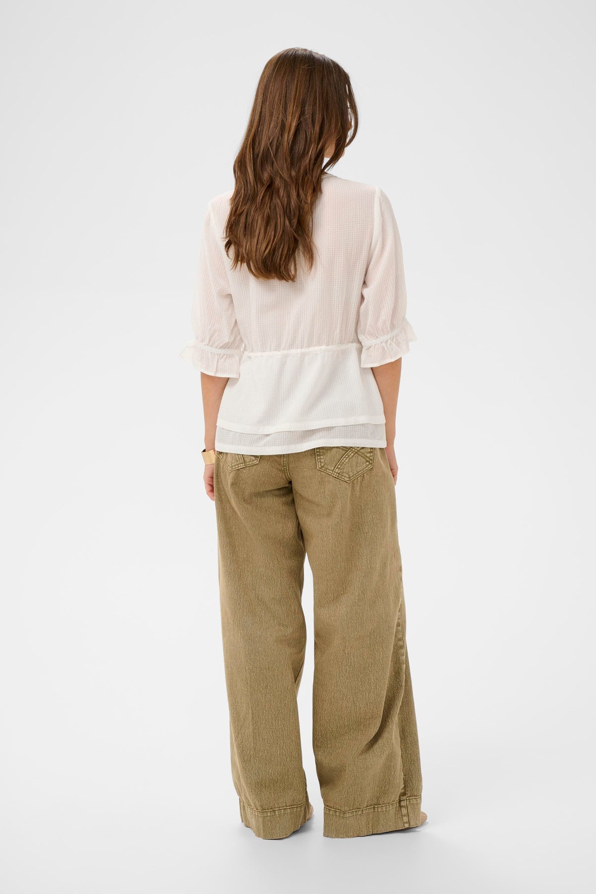 CREAM Front Tie Blouse