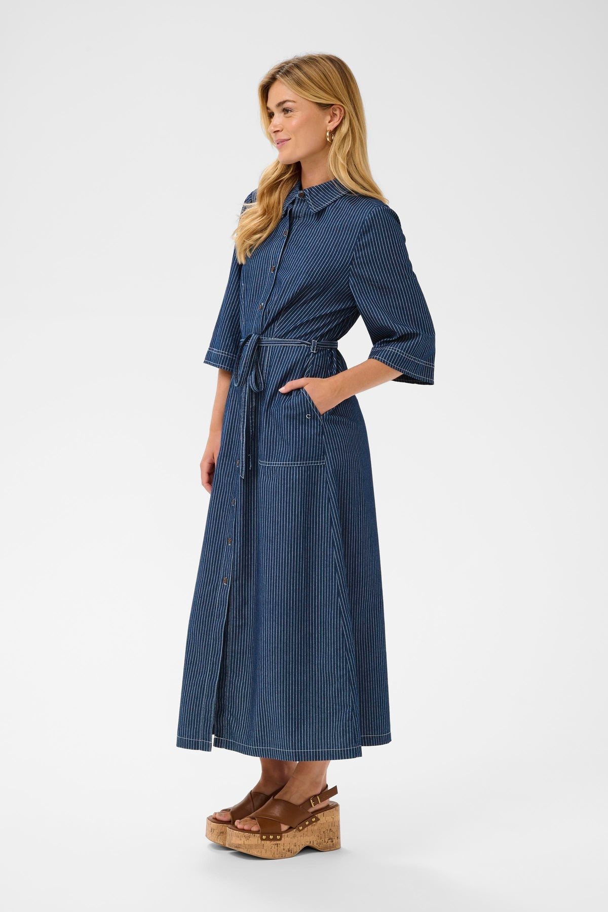 cream denim shirt dress Cream Petite Denim Maxi Shirt Dress
