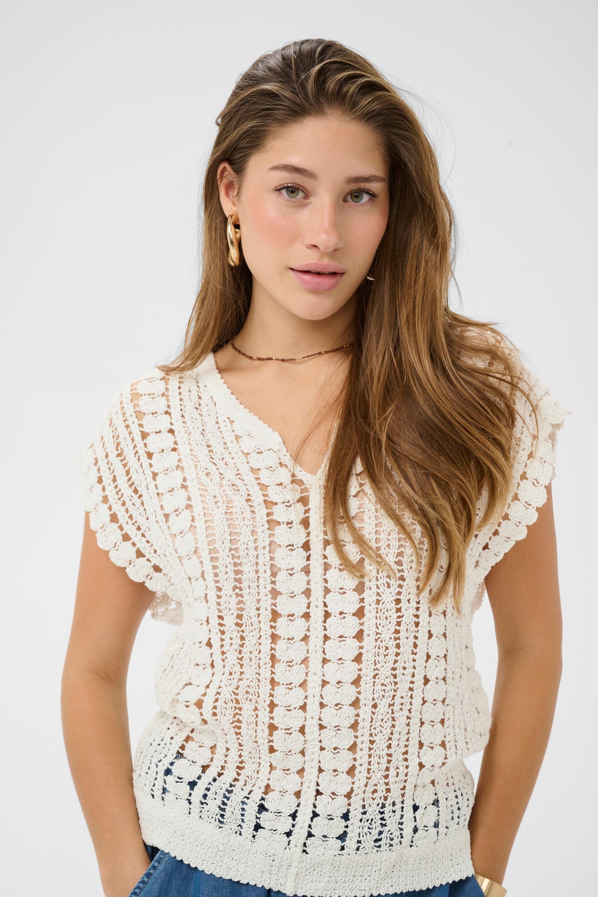 CREAM Crochet Slipover