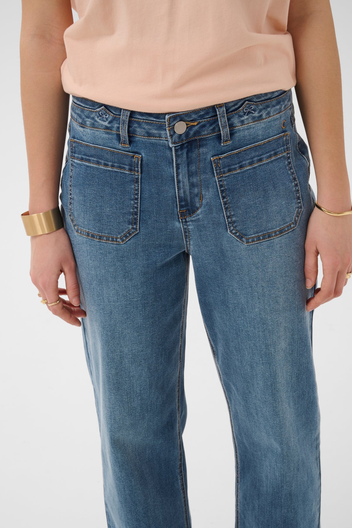 Cream Front Pocket Jean