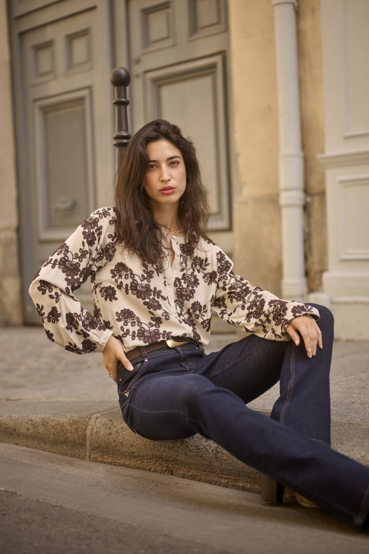 Cream Applique Top