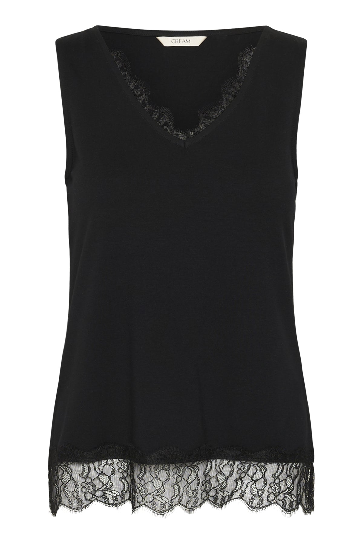 Cream Lace Trim Vest