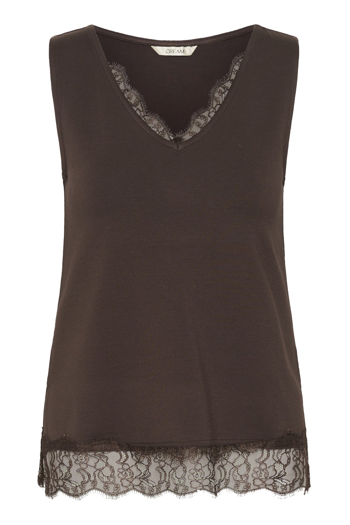 Cream Lace Trim Vest