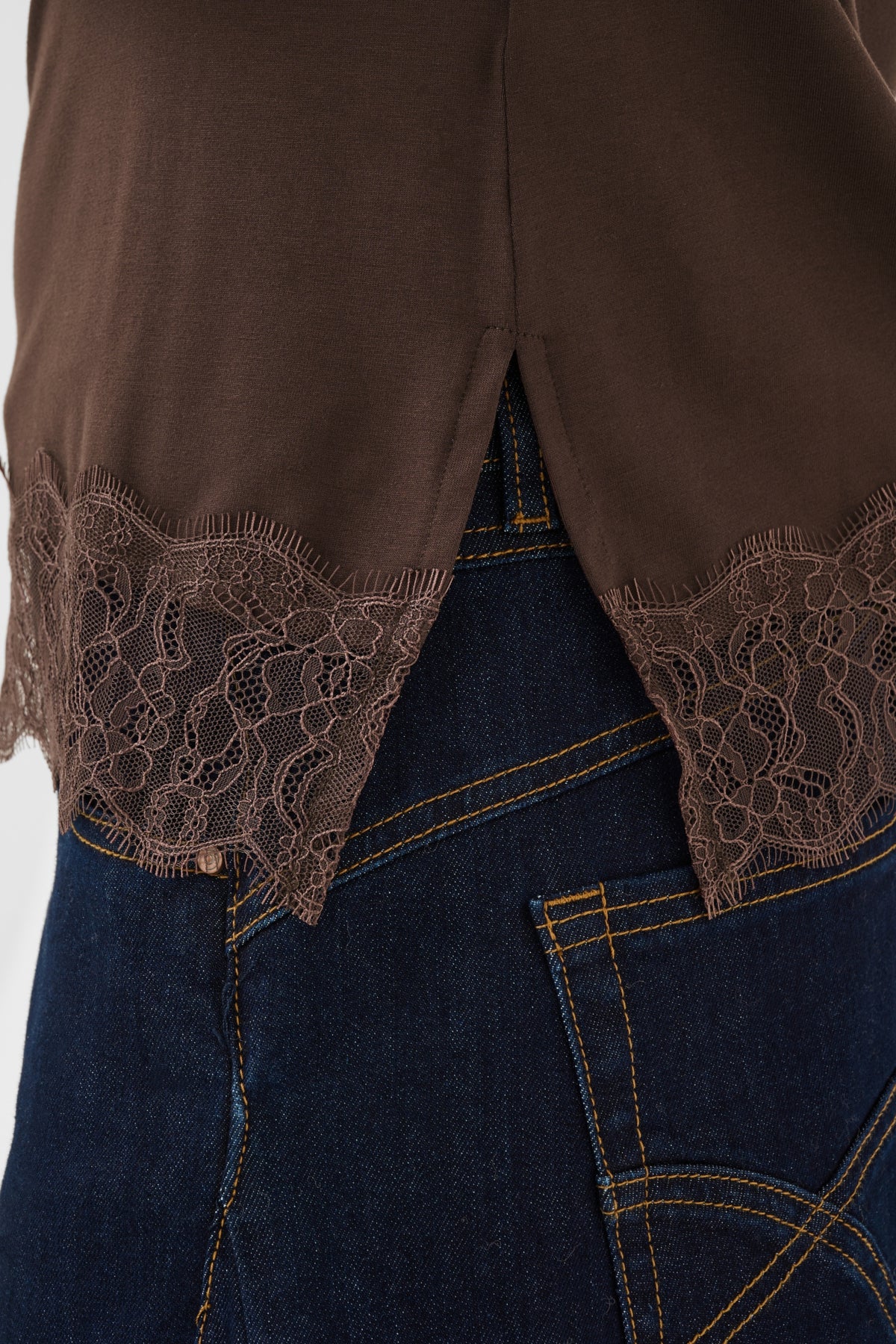Cream Lace Trim Vest