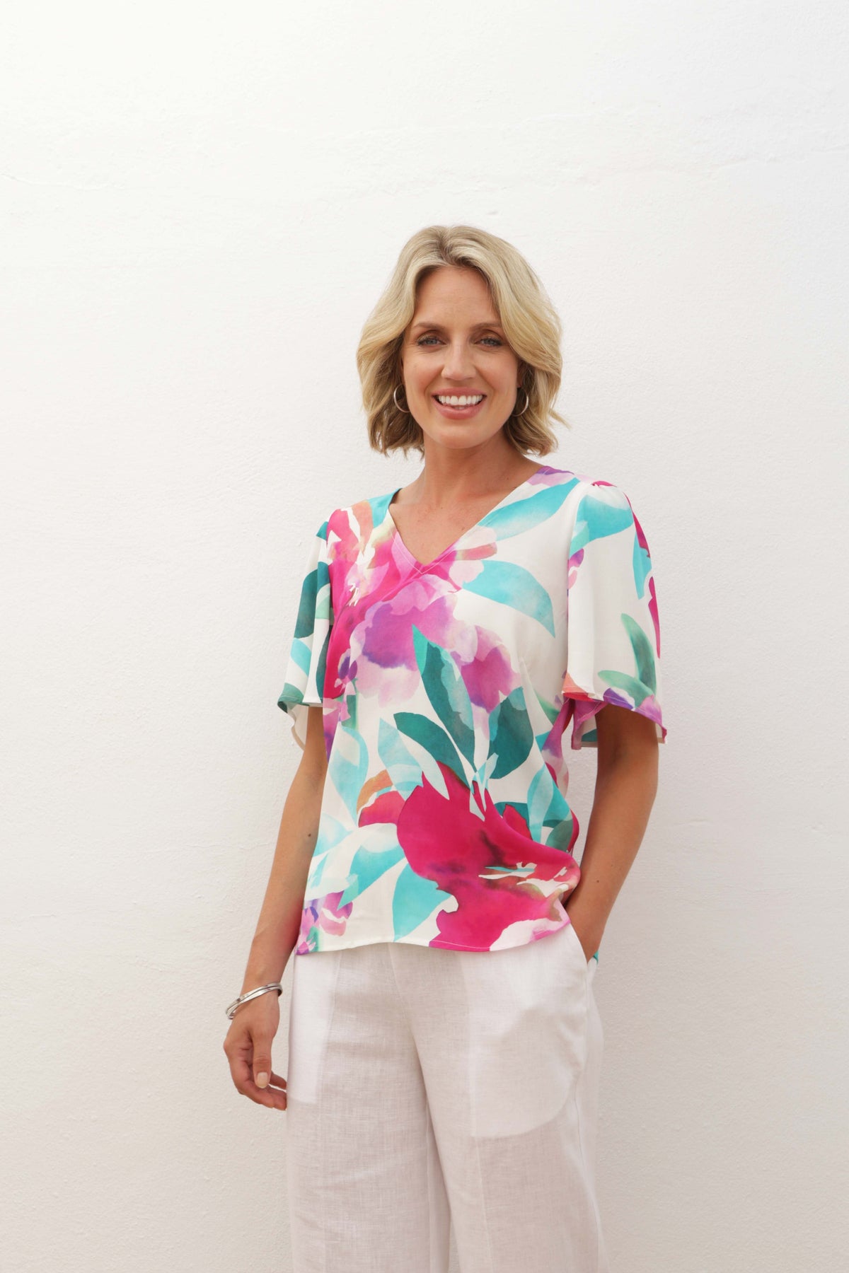 Pomodoro Orchid Print Blouse