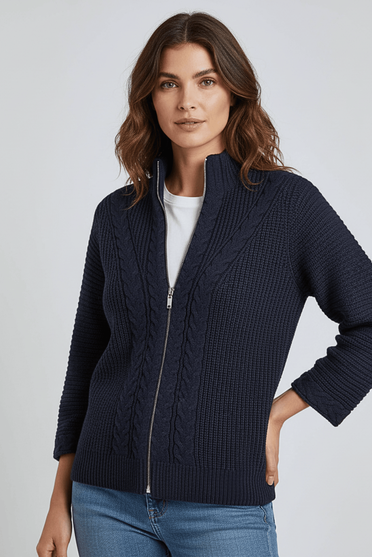 Barbara Lebek Mixed Cable Knit Jacket