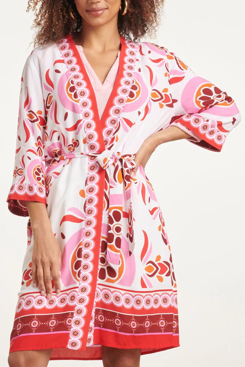 Smashed Lemon Abstract Print Kimono