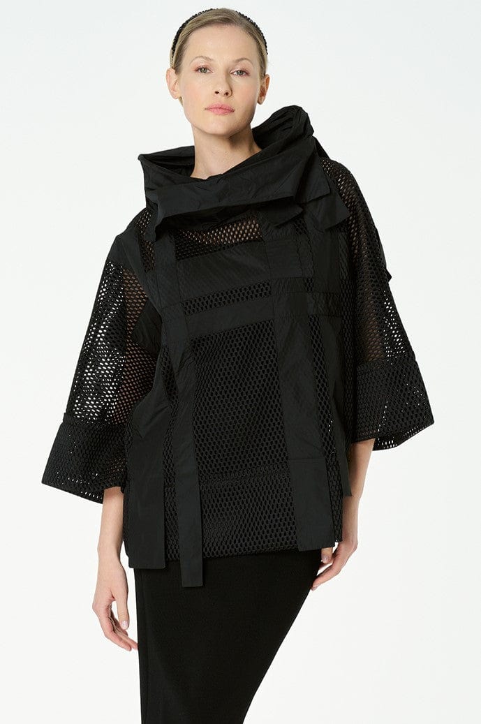 Bize Net Oversize Collar Top