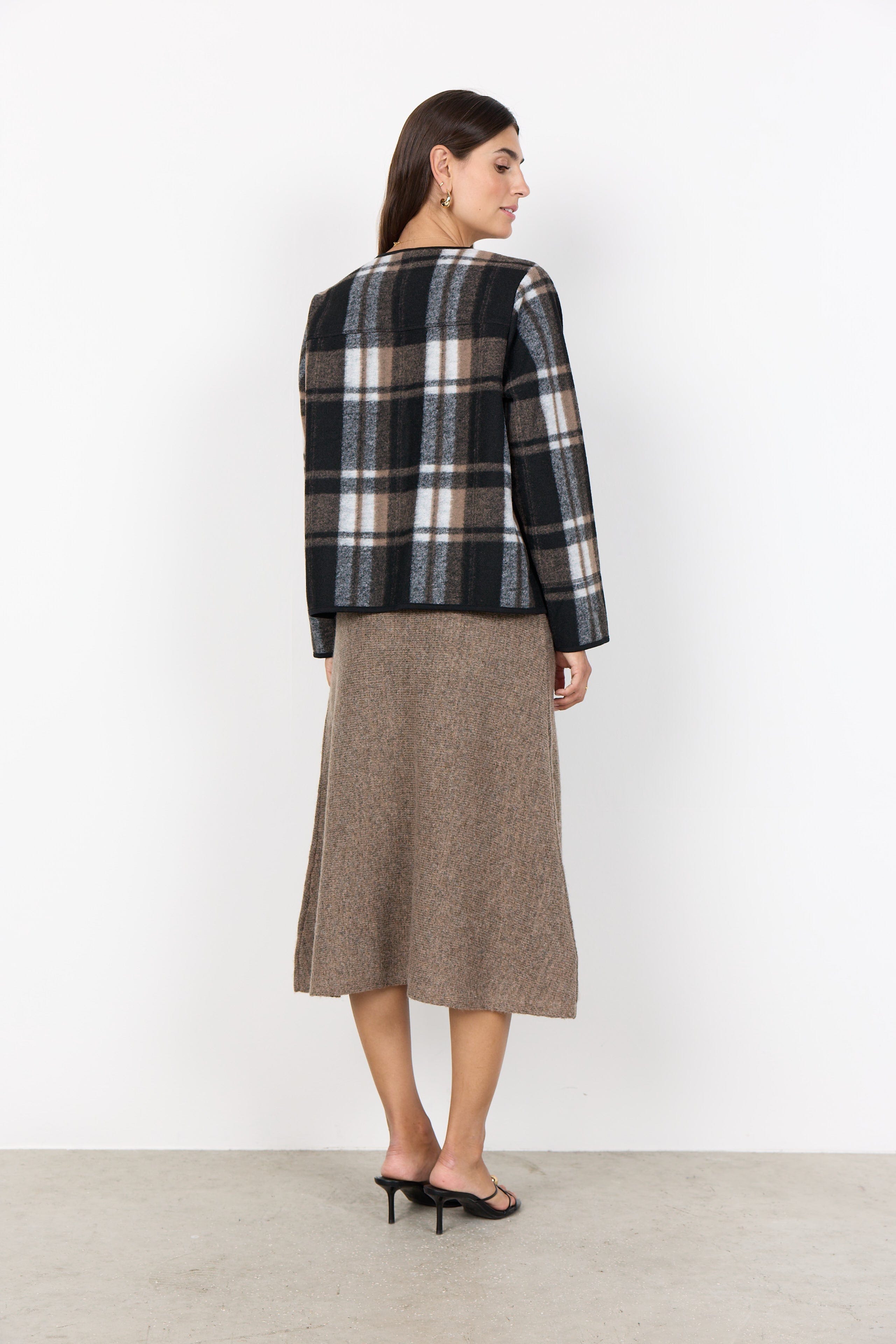 ジャケット・アウター Fano Studios brown check short coat Soyaconcept Short Check Coat – Choice Boutique