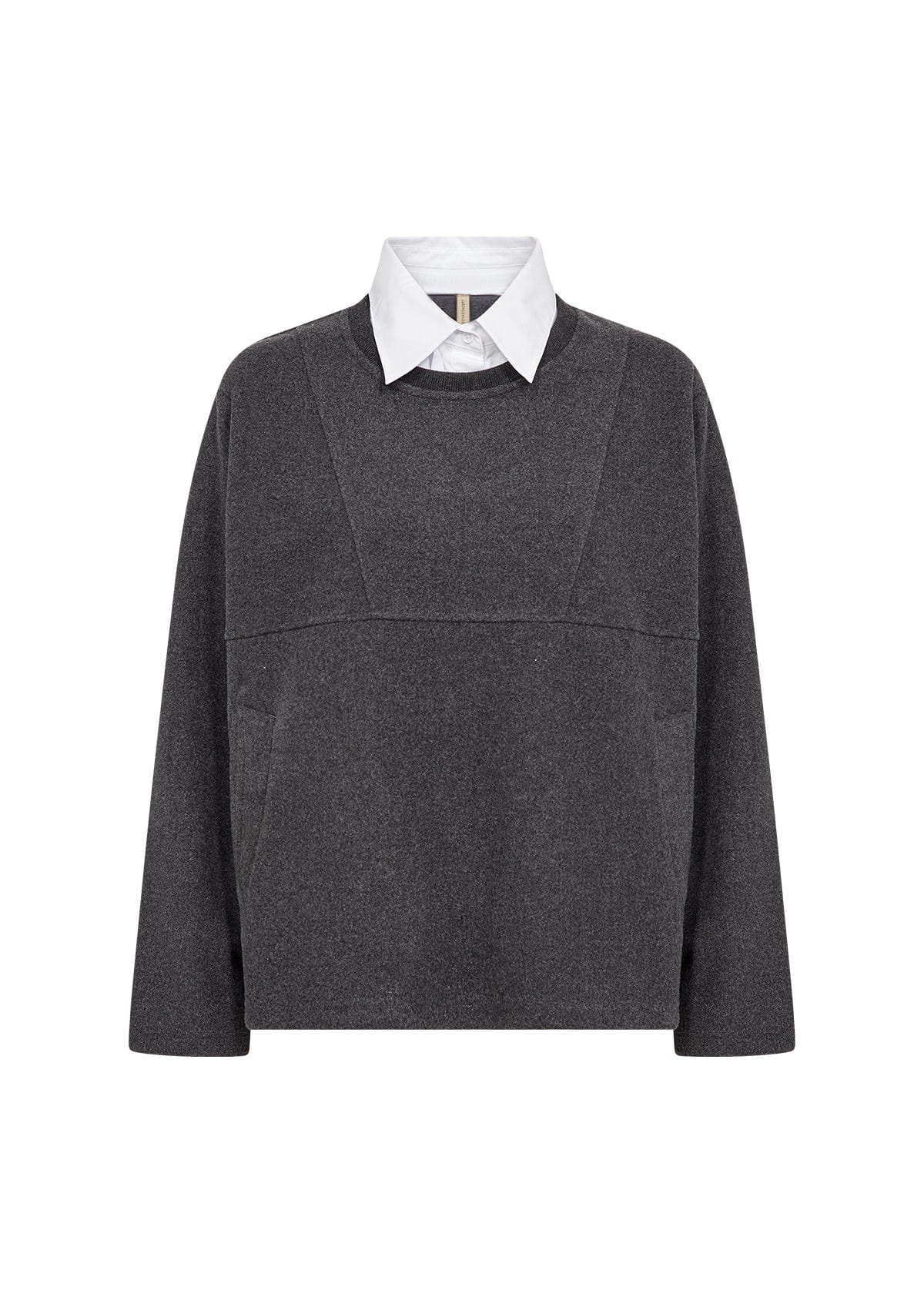 Soyaconcept Shirt Collar Seamed Fleece Sweater