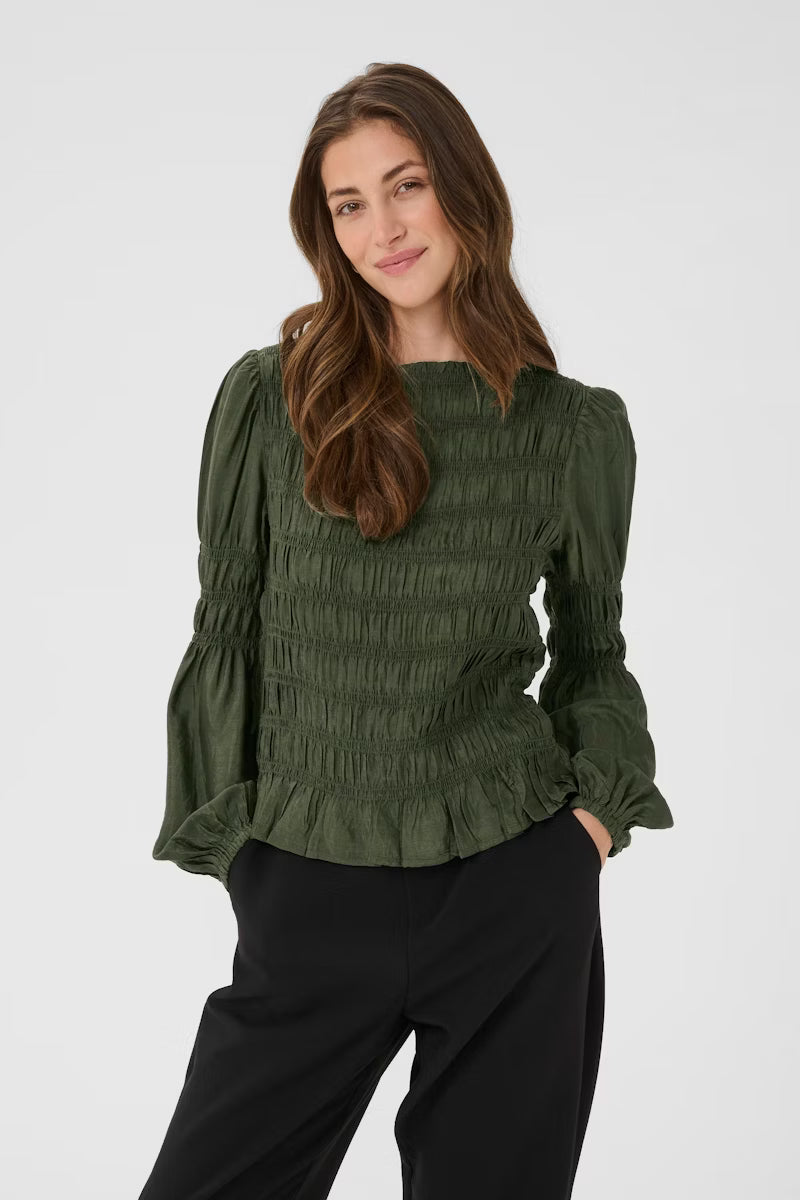 CREAM Smocked Blouse