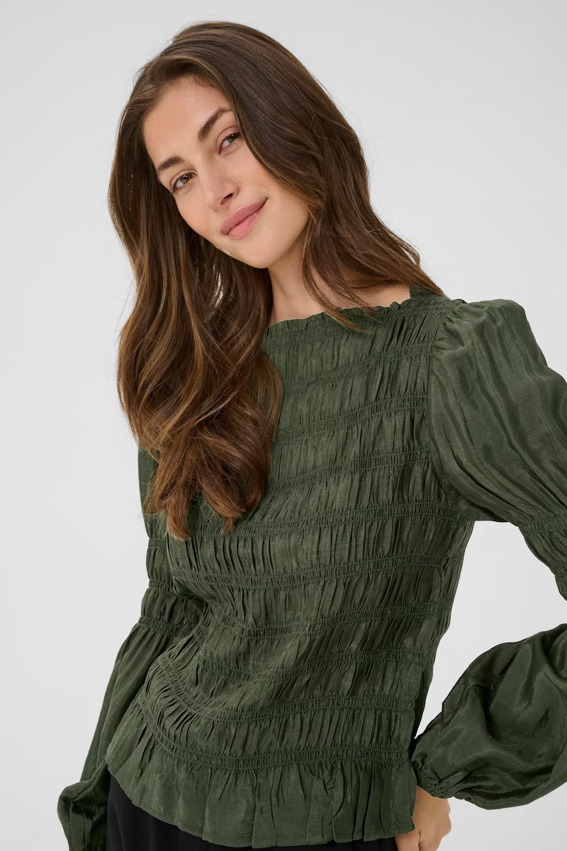 CREAM Smocked Blouse