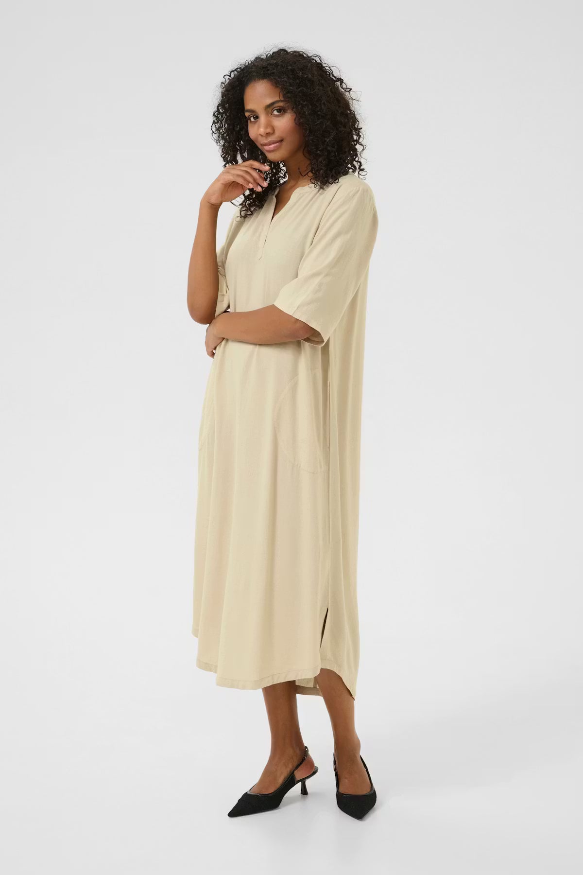Kaffe V-Neck Linen Dress