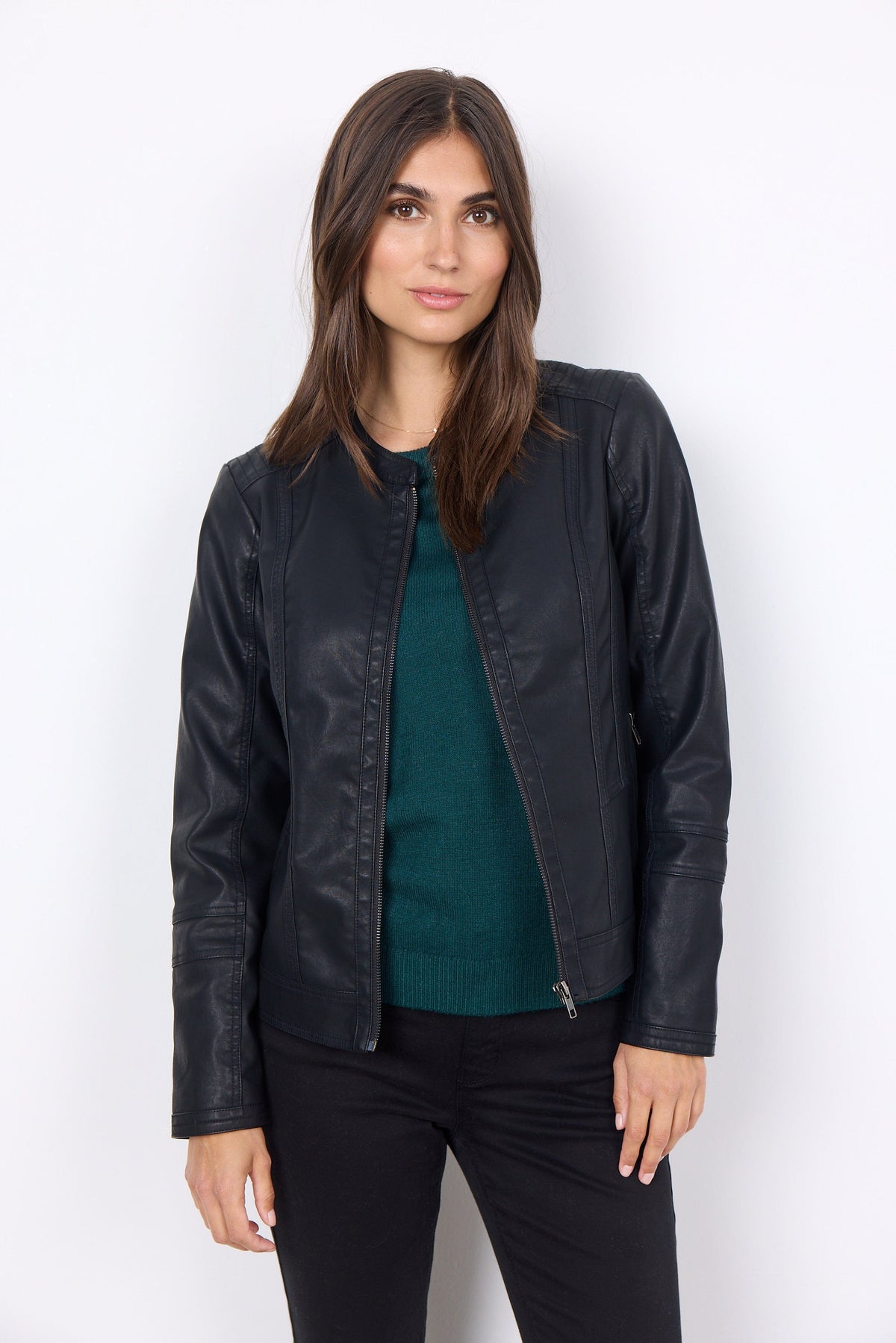 Soyaconcept Pleather Collarless Jacket