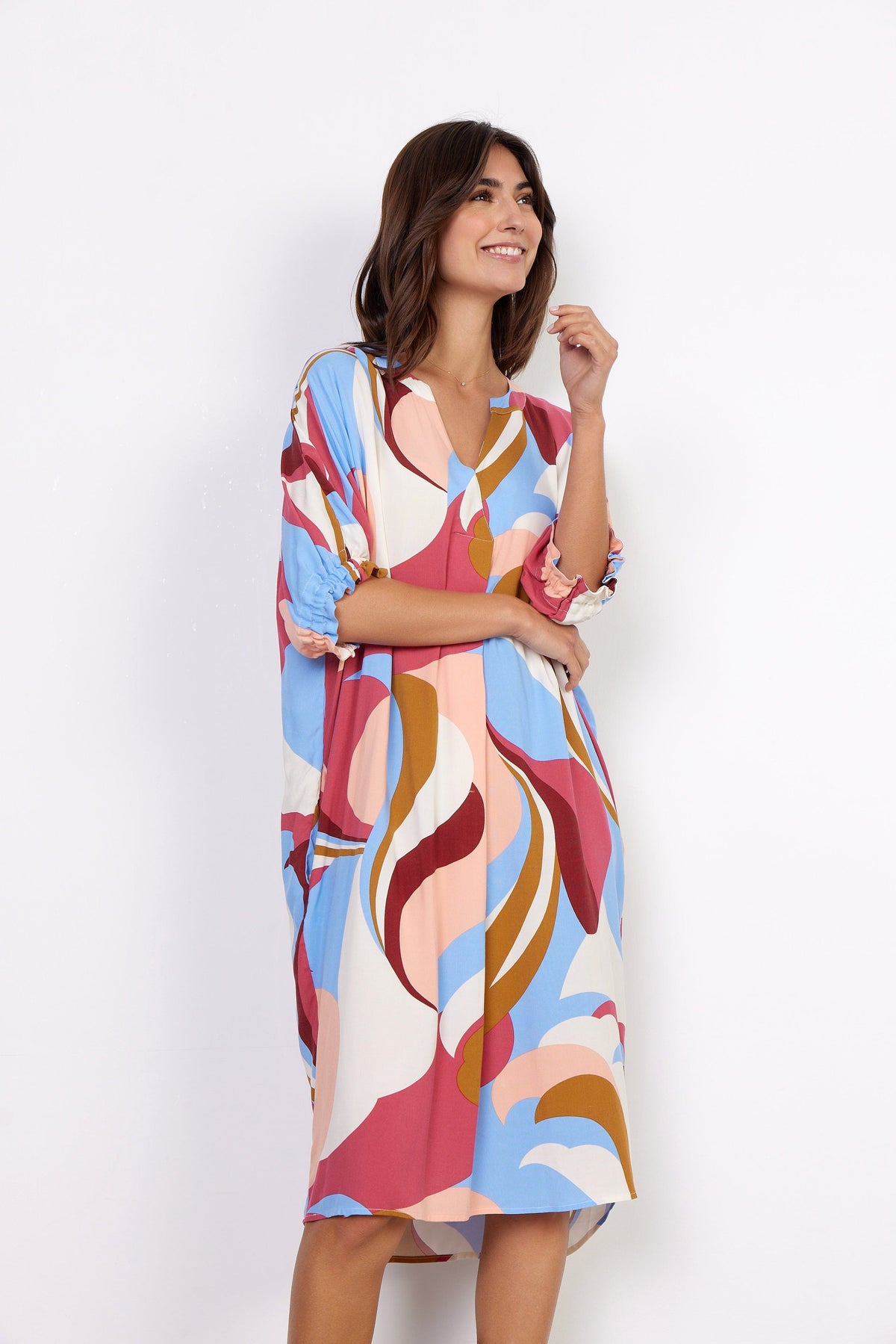 Soyaconcept Rouched Sleeve Print Dress