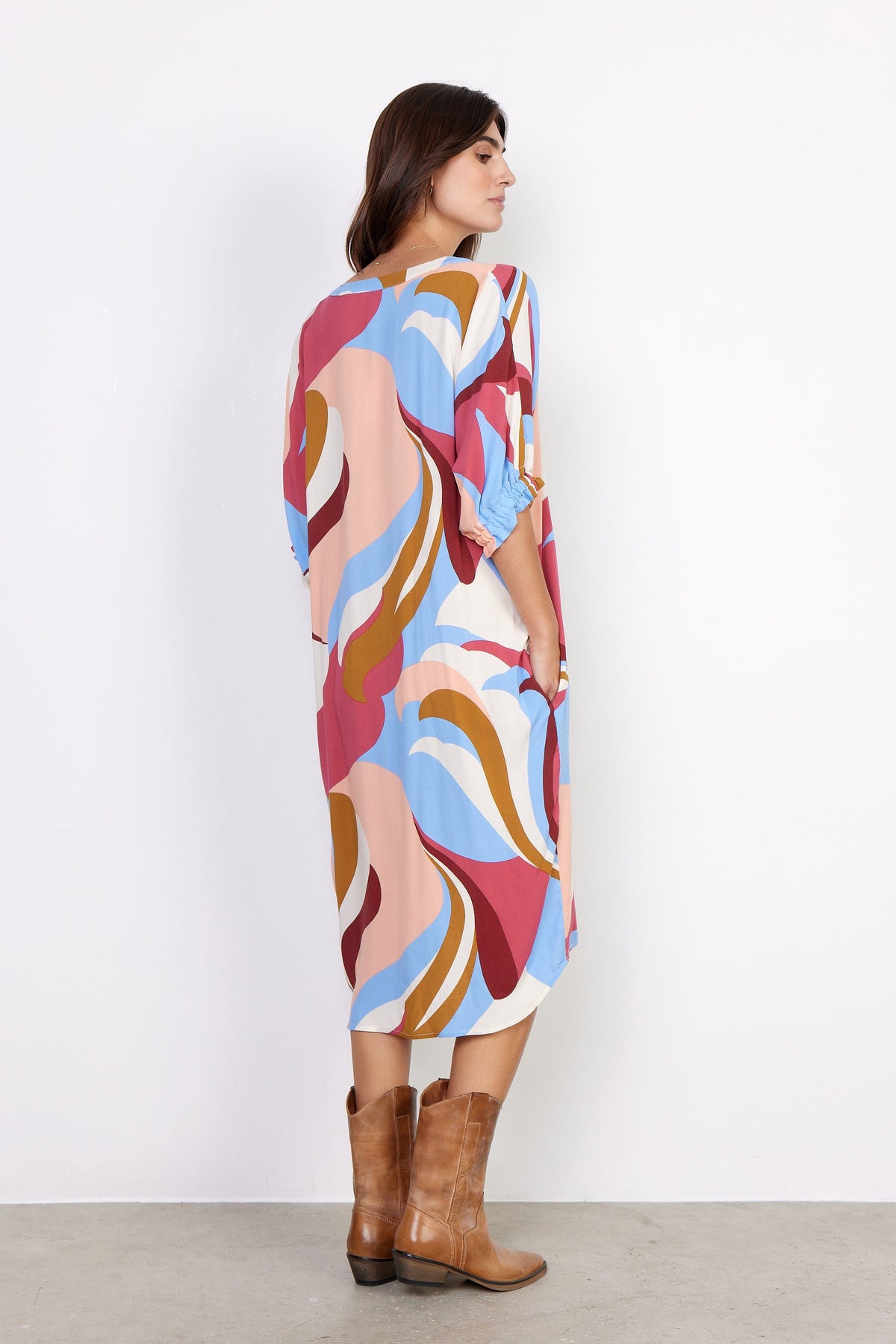 Soyaconcept Rouched Sleeve Print Dress