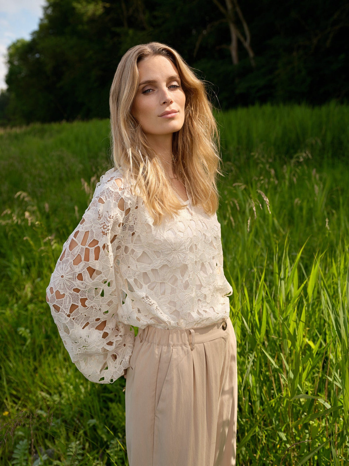 Soyaconcept Openwork Applique Top