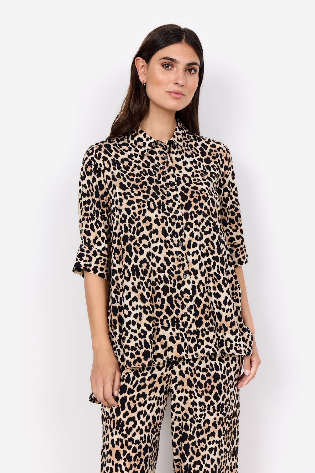 Soyaconcept Dipped Hem Animal Print Top