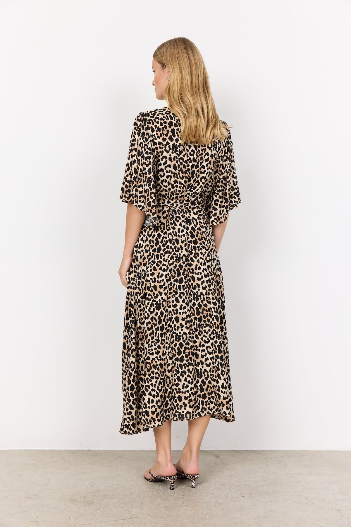 Soyaconcept Animal Print Fluted Sleeve Dress