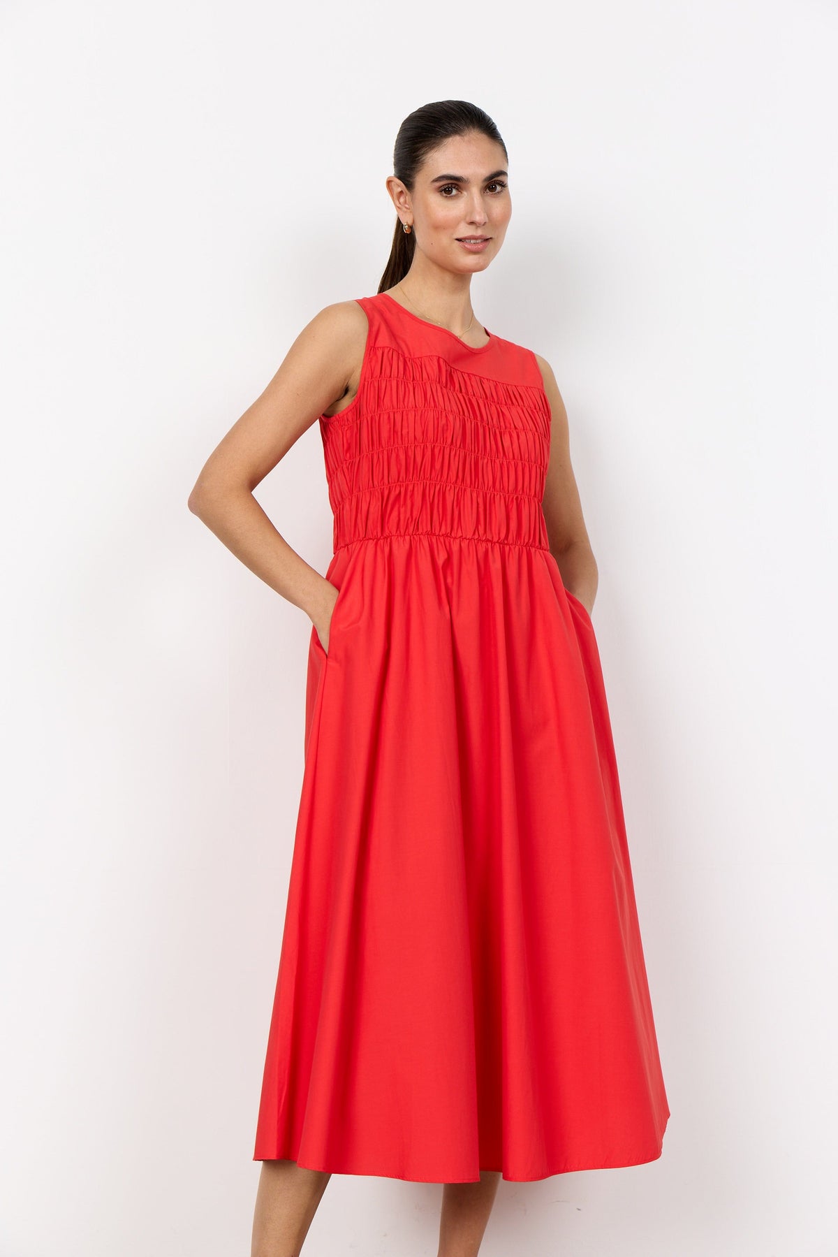 Soyaconcept Shirred Midi Dress