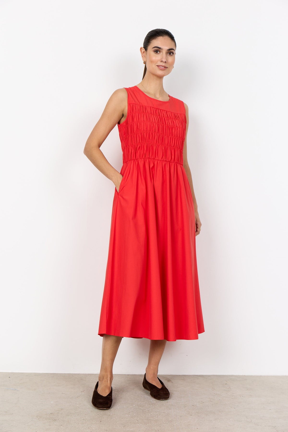 Soyaconcept Shirred Midi Dress
